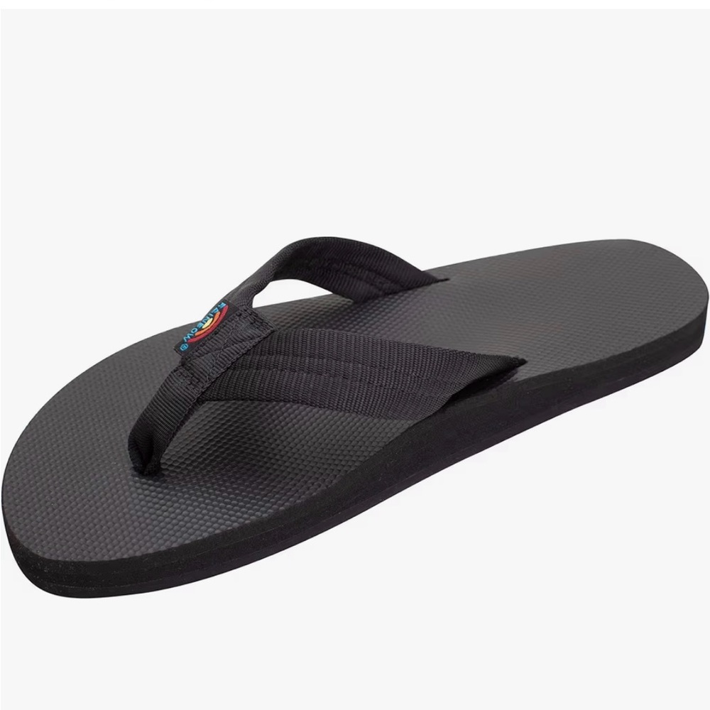 Rainbow Men's Black Flip-Flop with Textured Footbed